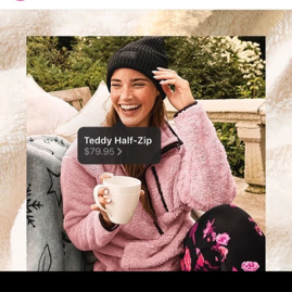 VS PINK TEDDY HALF ZIP S - Picture 1 of 4